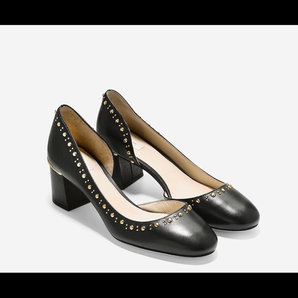 Cole Haan Shoes - Cole Han Studded Black Leather Pumps Size 9.5 NEW